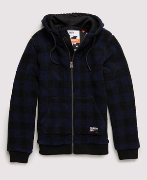 Superdry Core Sherpa Cipzár Férfi Kapucnis Pulóver Kék | EXTWG2561